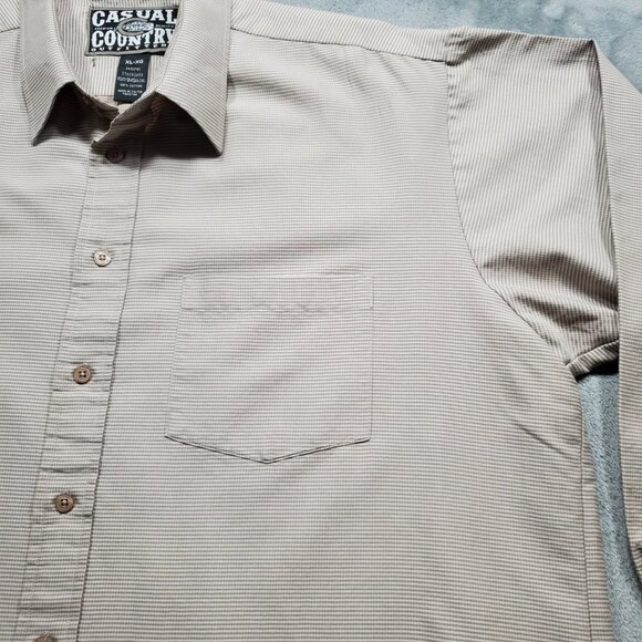 Casual Country Outfitters Button Up Plaid Shirt 1 Pocket Tan White Men Sz XL - Picture 4 of 9